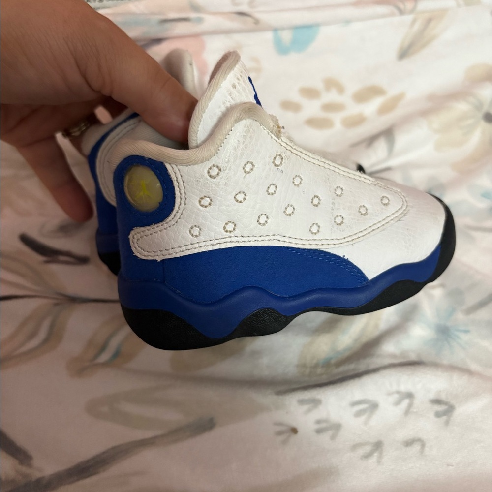 Retro 13 hyper royal  Kids White and Blue Sneakers